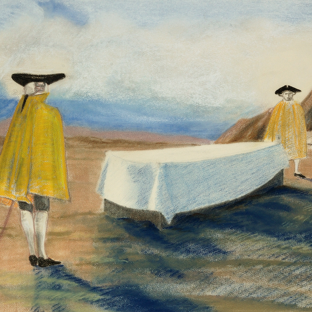 Caroline Williams Texan Standoff (1984)  pastel on paper  Collection of Aratoi Wairarapa Museum of Art and History. Morvyn Williams bequest.