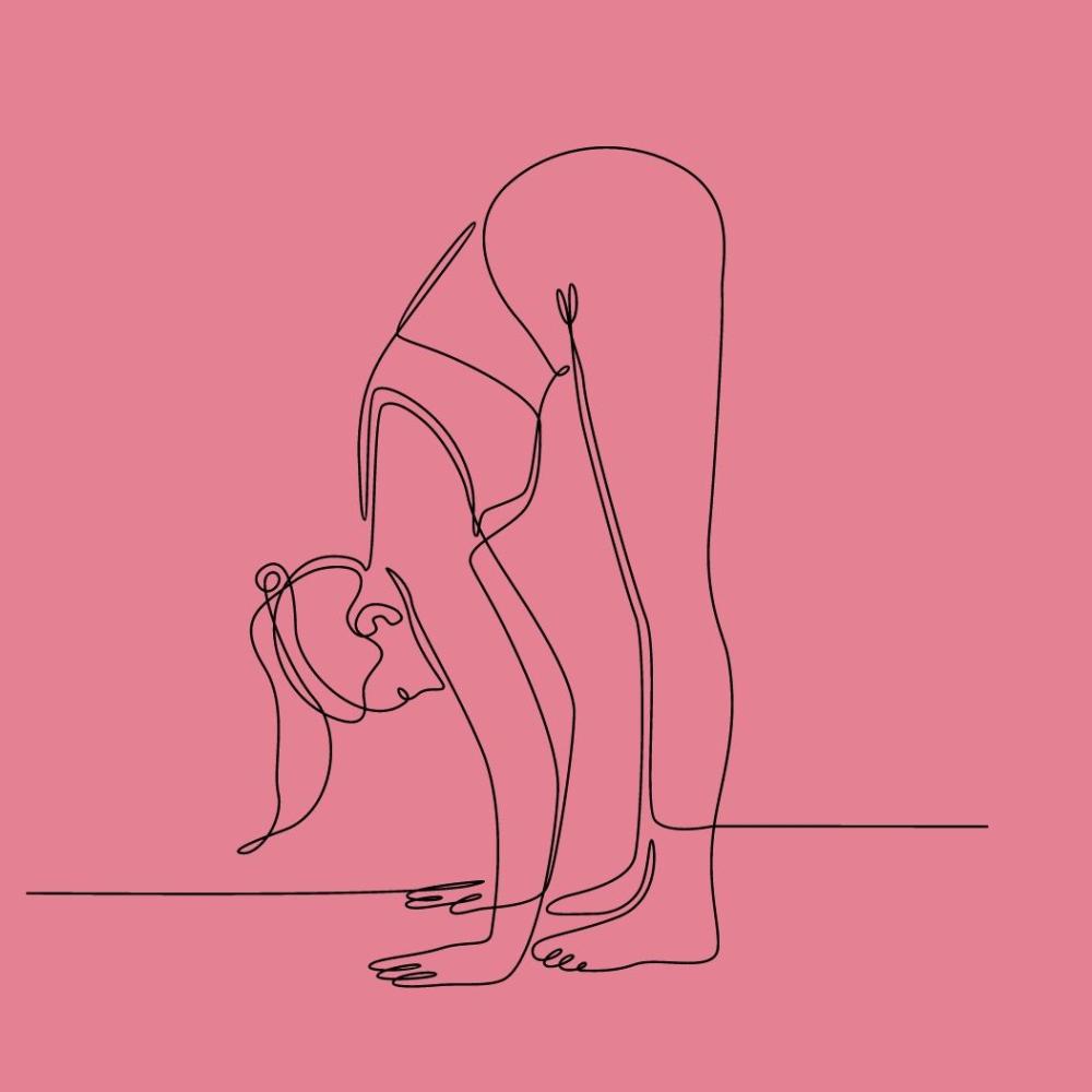 pink yoga drawing