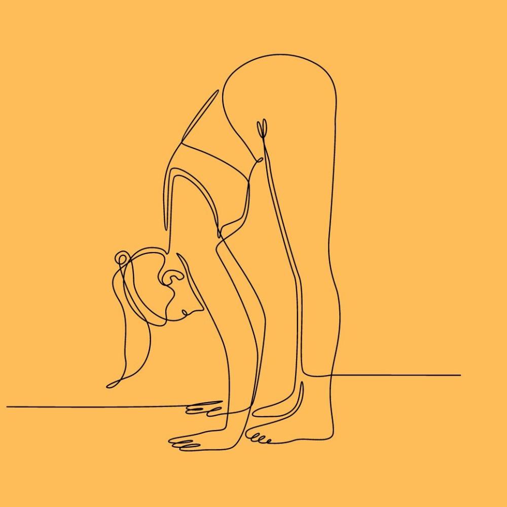 yellow yoga line drawing