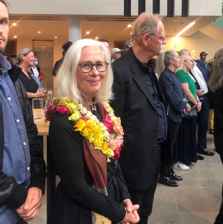 Robin White at opening of Auckland art Gallery