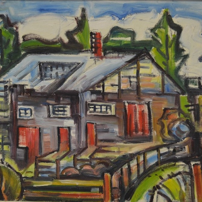 cropped version of Red barn