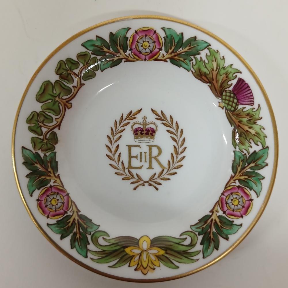 Plate taken from a miniature tea set celebrating Queen Elizabeth IIII
