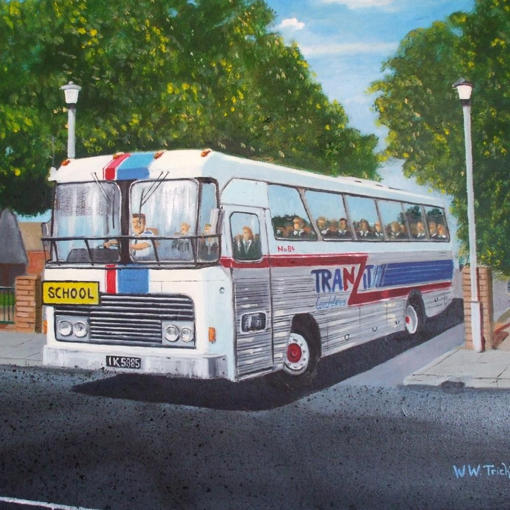 Wally Tricker, Tranzit Ford 84 leaving St Matthew’s Collegiate with driver Tom Leggott, 2021, oil