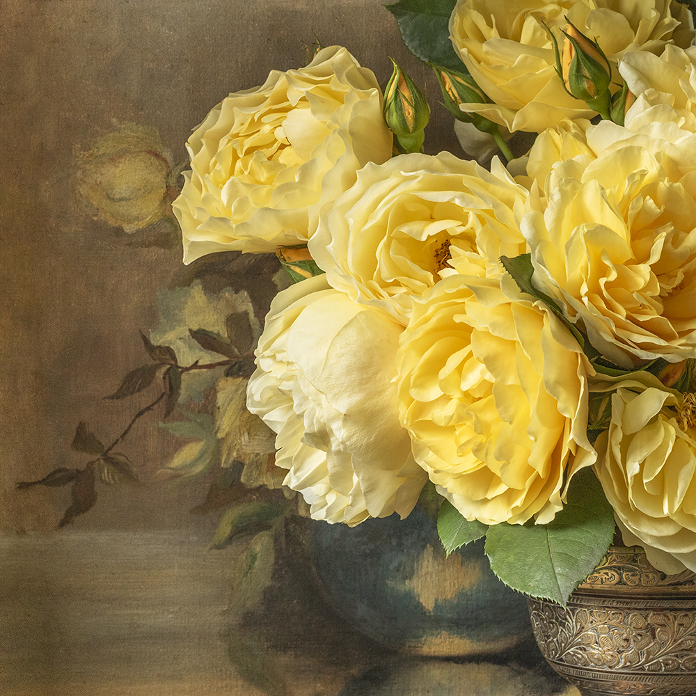 Detail from a Bowl of Yellow Roses
