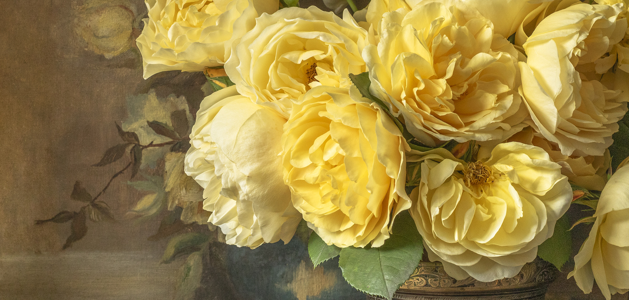 Detail from a Bowl of Yellow Roses