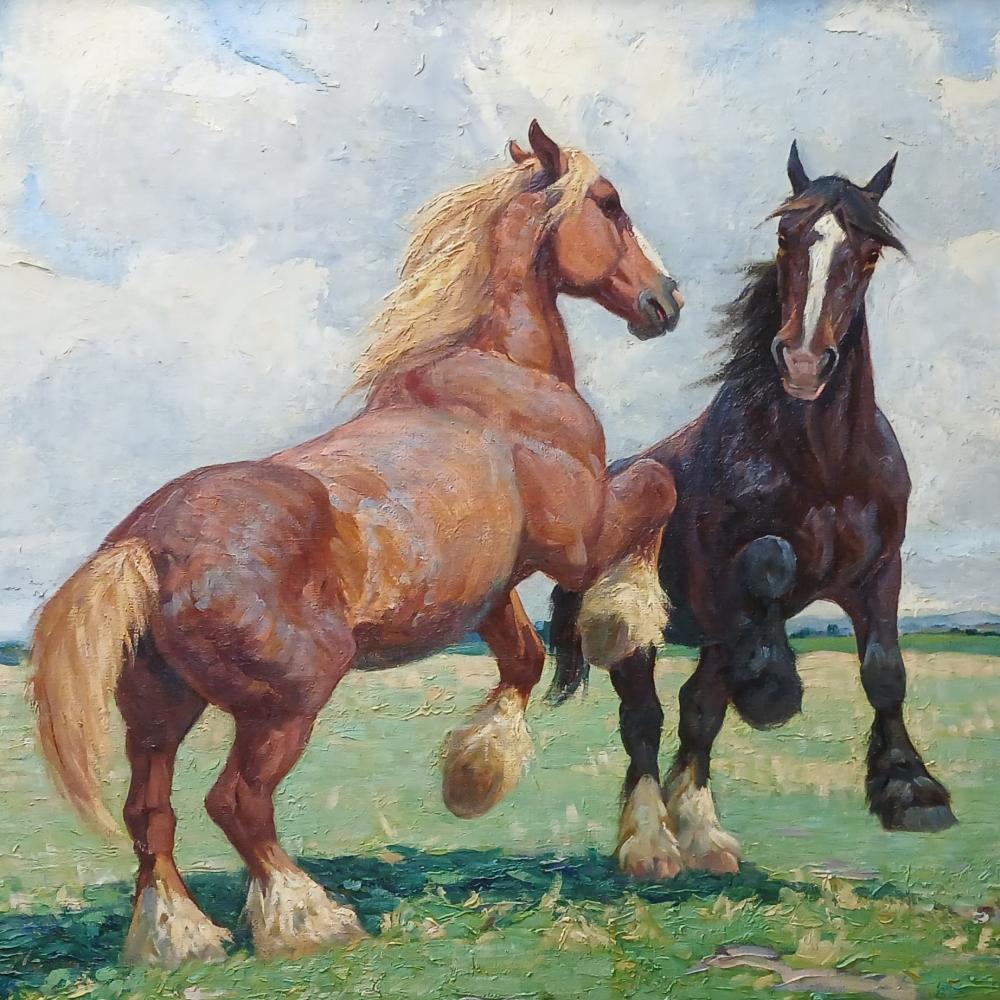 Violet Whiteman, Clydesdales, oil on canvas