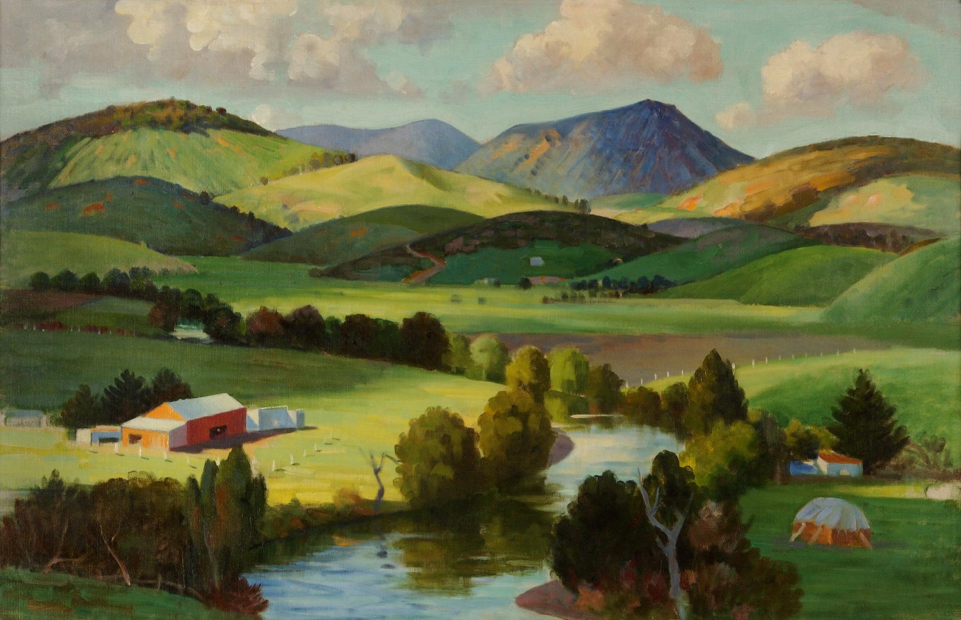 John Weeks Untitled (Landscape) (c 1935) oil on canvas on board Collection of Aratoi Wairarapa Museum of Art and History. Gift of Ministry of Foreign Affairs and Trade. 