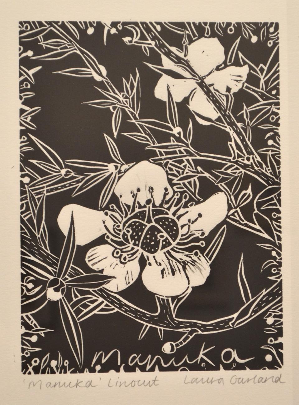 Laura Garland, Manuka, Linocut